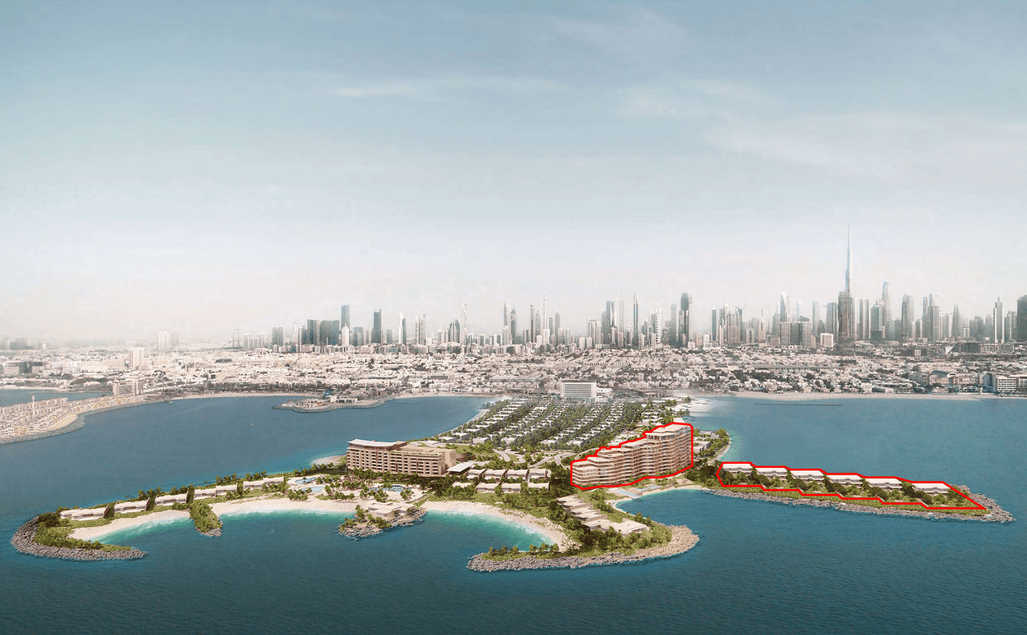 חזית מתחם Jumeirah Asora Bay על רקע מי המפרץ הערבי