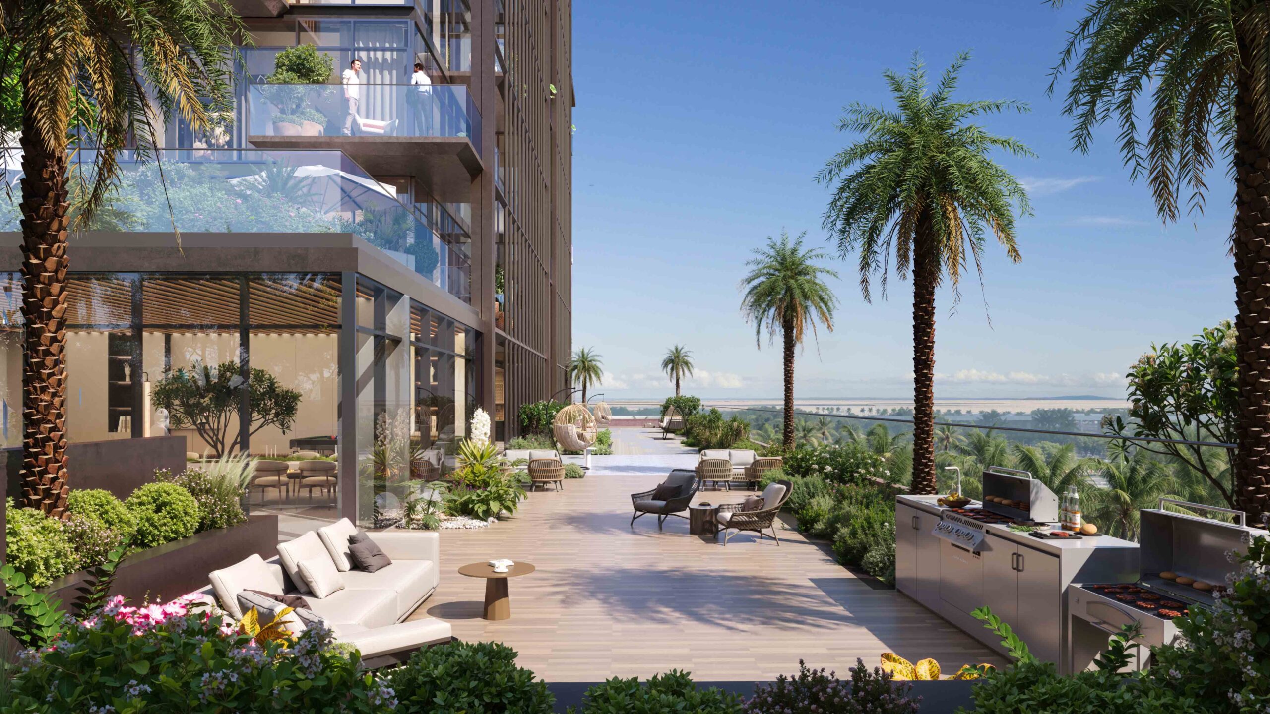 דירת 2 חדרי שינה Wynwood Horizon 1211 sqft סלון מרווח