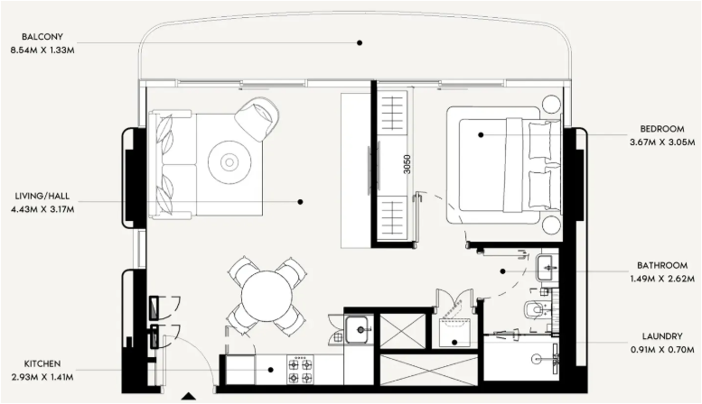 דירה 1 חדר שינה