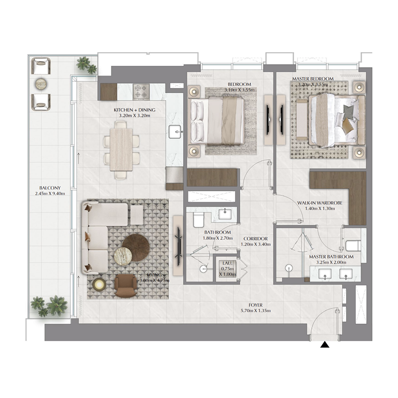 דירה 2 חדרי שינה